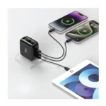 Green Lion 140W GaN Premium Multi-Port Fast Charger with TFT Display – USB-C + USB-A - Black
