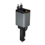 Green Lion 4-in-1 Retractable 65W Car Charger PD 45W – Grey