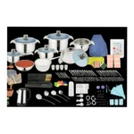 Hoffmans HM-734 Stainless Steel Kitchen Cookware & Utensil Set – Multi-Piece Complete Home Cooking Bundle