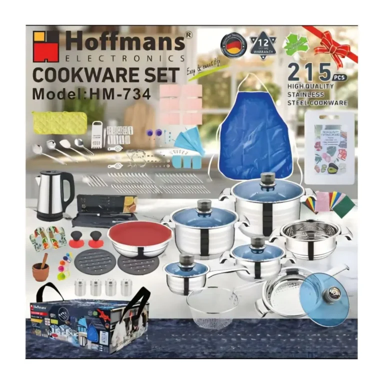 Hoffmans HM-734 Stainless Steel Kitchen Cookware & Utensil Set – Multi-Piece Complete Home Cooking Bundle