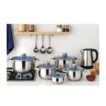 Hoffmans HM-734 Stainless Steel Kitchen Cookware & Utensil Set – Multi-Piece Complete Home Cooking Bundle