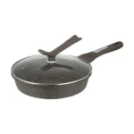 HOTCHEF 28cm Marble-Coated Non-Stick Fry Pan with Glass Lid