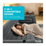 Intex Pull Out Inflatable Sofa Bed – 2-in-1 Convertible Sofa & Queen Air Bed with Fiber-Tech® Support, Cup Holders & Electric Pump