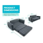 Intex Pull Out Inflatable Sofa Bed – 2-in-1 Convertible Sofa & Queen Air Bed with Fiber-Tech® Support, Cup Holders & Electric Pump