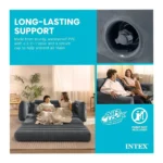 Intex Pull Out Inflatable Sofa Bed – 2-in-1 Convertible Sofa & Queen Air Bed with Fiber-Tech® Support, Cup Holders & Electric Pump