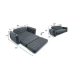 Intex Pull Out Inflatable Sofa Bed – 2-in-1 Convertible Sofa & Queen Air Bed with Fiber-Tech® Support, Cup Holders & Electric Pump