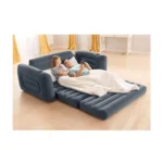 Intex Pull Out Inflatable Sofa Bed – 2-in-1 Convertible Sofa & Queen Air Bed with Fiber-Tech® Support, Cup Holders & Electric Pump