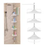 4-Tier Adjustable Shower Corner Bathroom Shelf Organizer Caddy – White