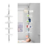 4-Tier Adjustable Shower Corner Bathroom Shelf Organizer Caddy – White