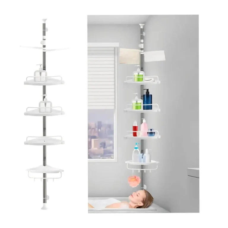 4-Tier Adjustable Shower Corner Bathroom Shelf Organizer Caddy – White