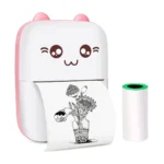Portable Mini Thermal Printer – Bluetooth Wireless Sticker & Note Printer – White & Pink