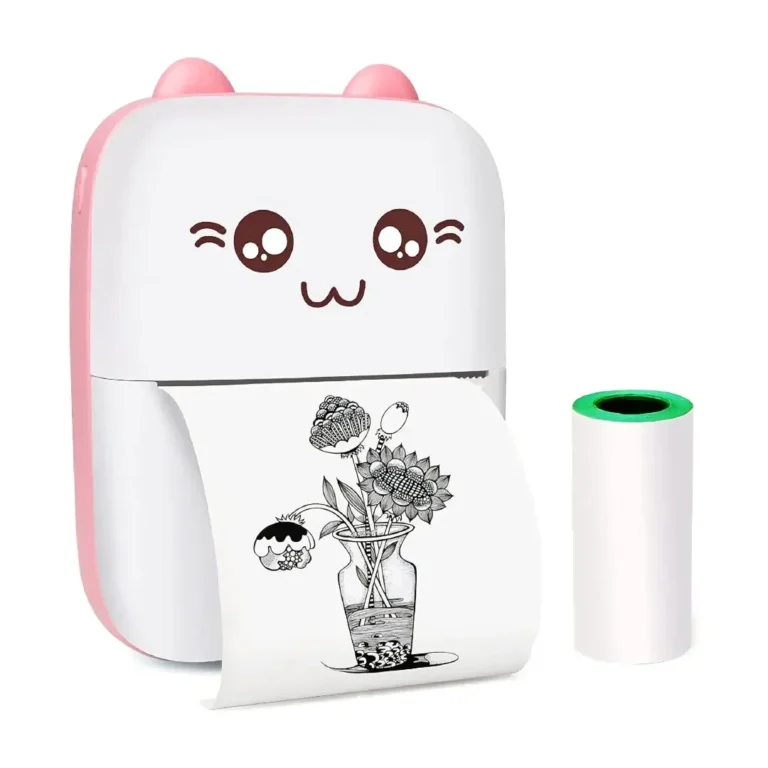 Portable Mini Thermal Printer – Bluetooth Wireless Sticker & Note Printer – White & Pink