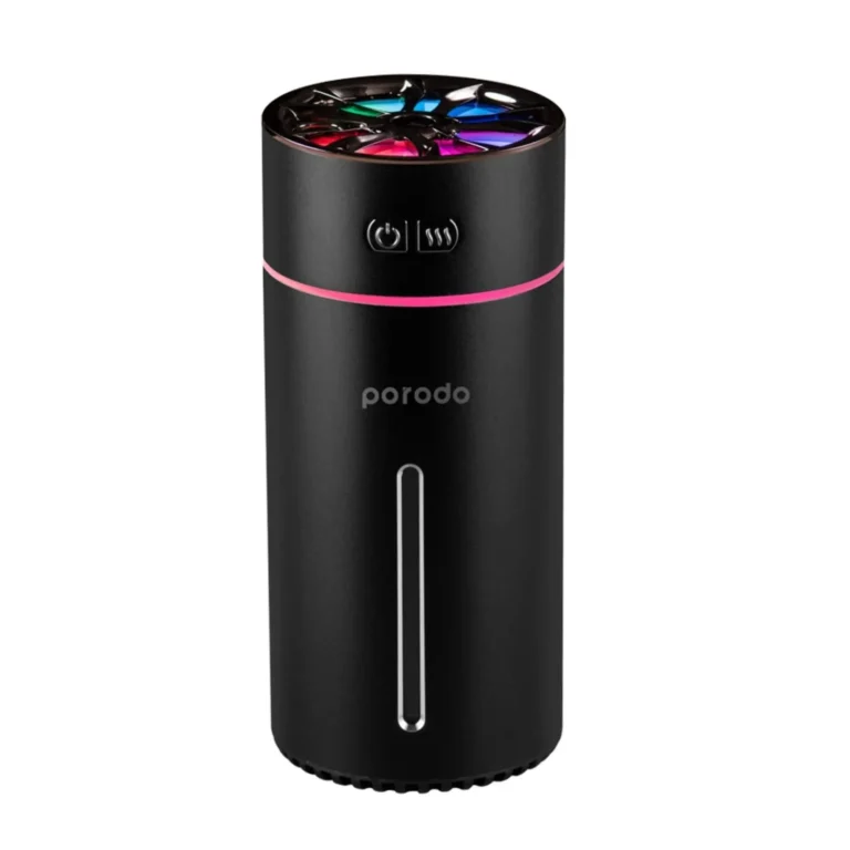 Porodo Lifestyle Scented Car Cool Mini Humidifier – Portable Air Diffuser with LED Lighting - Black
