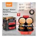 RAF R.2534 Mini Double Burger Maker 1200W – Non-Stick Double-Sided Grill with Auto Thermostat