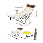 Folding Outdoor Recliner Lounge Chair with Cup Holder – Zero Gravity Portable Camping Chair