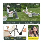 Folding Outdoor Recliner Lounge Chair with Cup Holder – Zero Gravity Portable Camping Chair