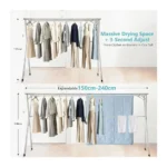 2.4 Meters Foldable Clothes Drying Rack – Heavy Duty Stainless Steel Indoor & Outdoor Laundry Airer Hanger