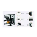 Sonashi SCM-4964 All-in-One Espresso & Cappuccino Coffee Machine – 15 Bar , 1.6L Tank, Touch Control, 850W