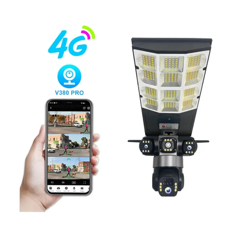 Sun Master 4G SIM Card Solar Security Camera with Floodlight – Triple Lens 1080P Outdoor CCTV