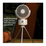 Rechargeable Tripod Camping Fan – Portable Adjustable Height Floor Fan with Quiet Cooling, Foldable Design
