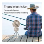 Rechargeable Tripod Camping Fan – Portable Adjustable Height Floor Fan with Quiet Cooling, Foldable Design