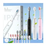 Rechargeable Toothbrush with 4 Brush Heads & Travel Box – IPX7 Waterproof, 6 Cleaning Modes, Smart Timer