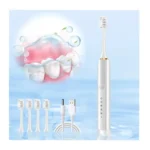 Rechargeable Toothbrush with 4 Brush Heads & Travel Box – IPX7 Waterproof, 6 Cleaning Modes, Smart Timer