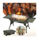 Foldable Camping BBQ Grill – Portable Charcoal Grill with Side Shelves
