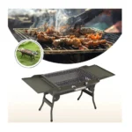 Foldable Camping BBQ Grill – Portable Charcoal Grill with Side Shelves