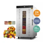 24-Tray Stainless Steel Food Dehydrator, 2000W Commercial Fruit Drying Machine