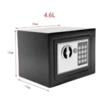Security Safe Locker Box 4.6L – Digital Electronic PIN Lock Safe with Override Keys, Wall & Floor Mountable – Black