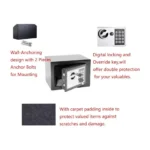 Security Safe Locker Box 4.6L – Digital Electronic PIN Lock Safe with Override Keys, Wall & Floor Mountable – Black