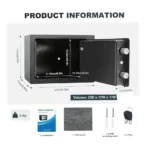 Security Safe Locker Box 4.6L – Digital Electronic PIN Lock Safe with Override Keys, Wall & Floor Mountable – Black