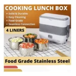 Multifunctional Electric Cooking Lunch Box 200W – 4-Liner Food-Grade Stainless Steel Heated Lunch Box