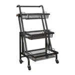 Trolley Stall Parallel 3 Tier Folding Portable Shelf Floor Kitchen Multifunction Storage Rack