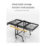 Trolley Stall Parallel 3 Tier Folding Portable Shelf Floor Kitchen Multifunction Storage Rack