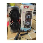CTC CT-421 Double 4.1-Inch Trolley Portable Bluetooth Speaker 6000W Wired Microphone & Rechargeable Battery – Black