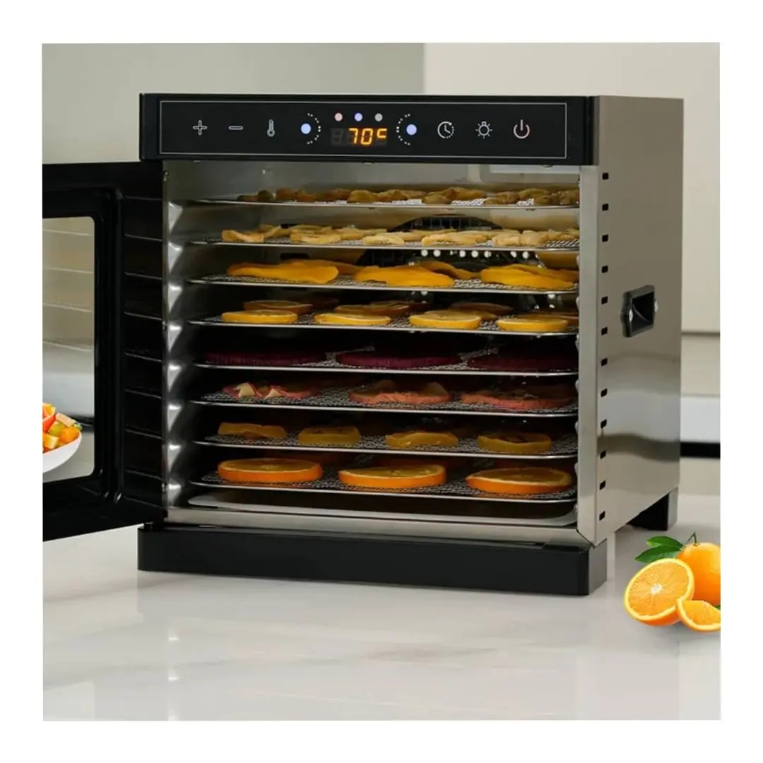 Black front dehydrator2 8-Tray Stainless Steel Food Dehydrator 400W