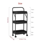 Serving Trolley Folding Storage Cart – 3 Tier Mobile Kitchen & Bathroom Organizer