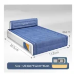 Inflatable Double Air Mattress with Built-in Headboard – Self-Inflating Blow Up Guest Bed 203 × 152 × 46 cm