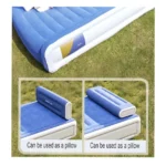 Inflatable Double Air Mattress with Built-in Headboard – Self-Inflating Blow Up Guest Bed 203 × 152 × 46 cm