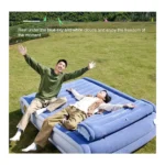 Inflatable Double Air Mattress with Built-in Headboard – Self-Inflating Blow Up Guest Bed 203 × 152 × 46 cm