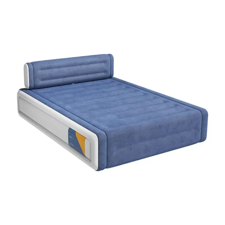 Inflatable Double Air Mattress with Built-in Headboard – Self-Inflating Blow Up Guest Bed 203 × 152 × 46 cm