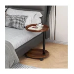 C-Shaped Side Table with Wheels – Mobile Sofa End Table, Slide-Under Couch Table, TV Tray & Laptop Table