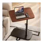 360° Rotating C-Shaped Side Flip Table – Height Adjustable 45–80cm, Swivel & Tilting Wooden Top