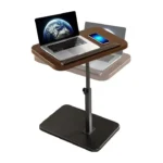 360° Rotating C-Shaped Side Flip Table – Height Adjustable 45–80cm, Swivel & Tilting Wooden Top