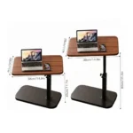 360° Rotating C-Shaped Side Flip Table – Height Adjustable 45–80cm, Swivel & Tilting Wooden Top