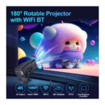 MA500 Smart Portable Projector – Android 12, Native 1080P HD, 2GB RAM + 16GB ROM, Wi-Fi 6, Bluetooth 5.2, 4K