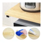 2-Tier Microwave Oven Stand with Storage Drawer – Wooden Kitchen Organizer Rack with Metal Frame