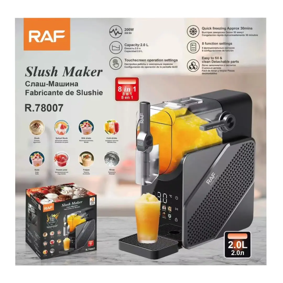 Raf slushie frozen make2 RAF R.78007 Slush Maker 2L 200W – 8-in-1 Frozen Drink, Milkshake & Frappe Machine